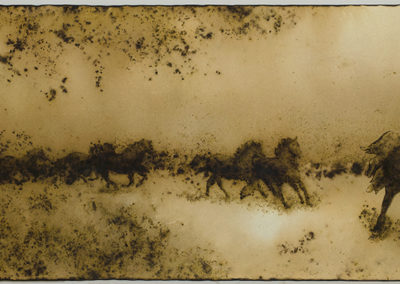 gunpowder art, horses running, storm