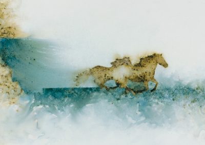 Gunpowder art, horses in montana